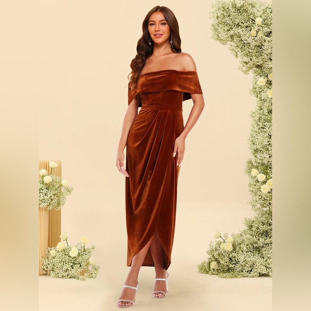 Lulu's Rich Copper Velvet Dress